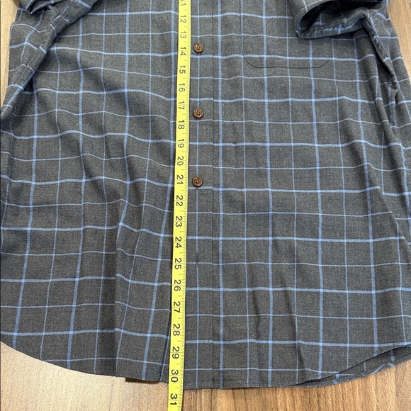 Faherty Men's Charcoal and Blue Windowpane Long Sleeve Button Shirt Size L - Picture 8 of 8